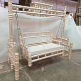 Antique Indian Hand Carved Pearl and Gold Painted Swing